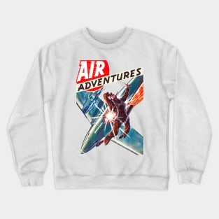 Air Adventures Comic Plane Skydiver Sky Explosion Retro Vintage Crewneck Sweatshirt